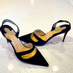 Great condition black suede Louboutin Mary Janes.